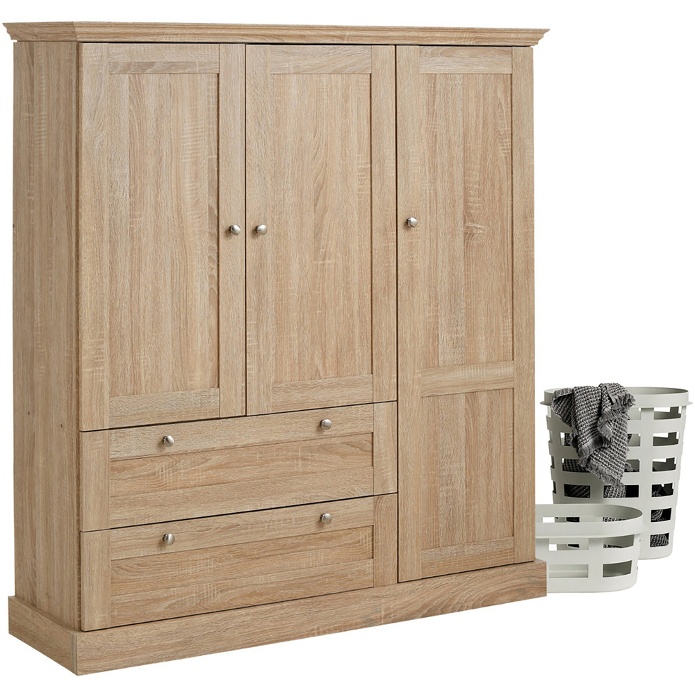 Loft24 Binz 3 Door 2 Drawer Large Oak Storage Cupboard Image 5