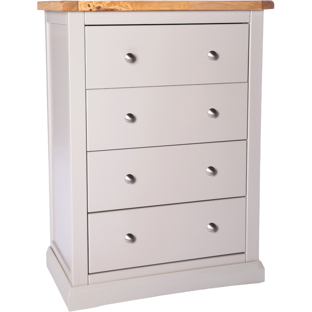 Cabinet Bits Loreo 4 Drawer Light Grey Chrome Knob Chest of Drawers Image 2