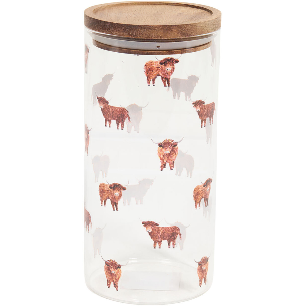 Highland Cow Glass Jar with Lid 1l Image 4