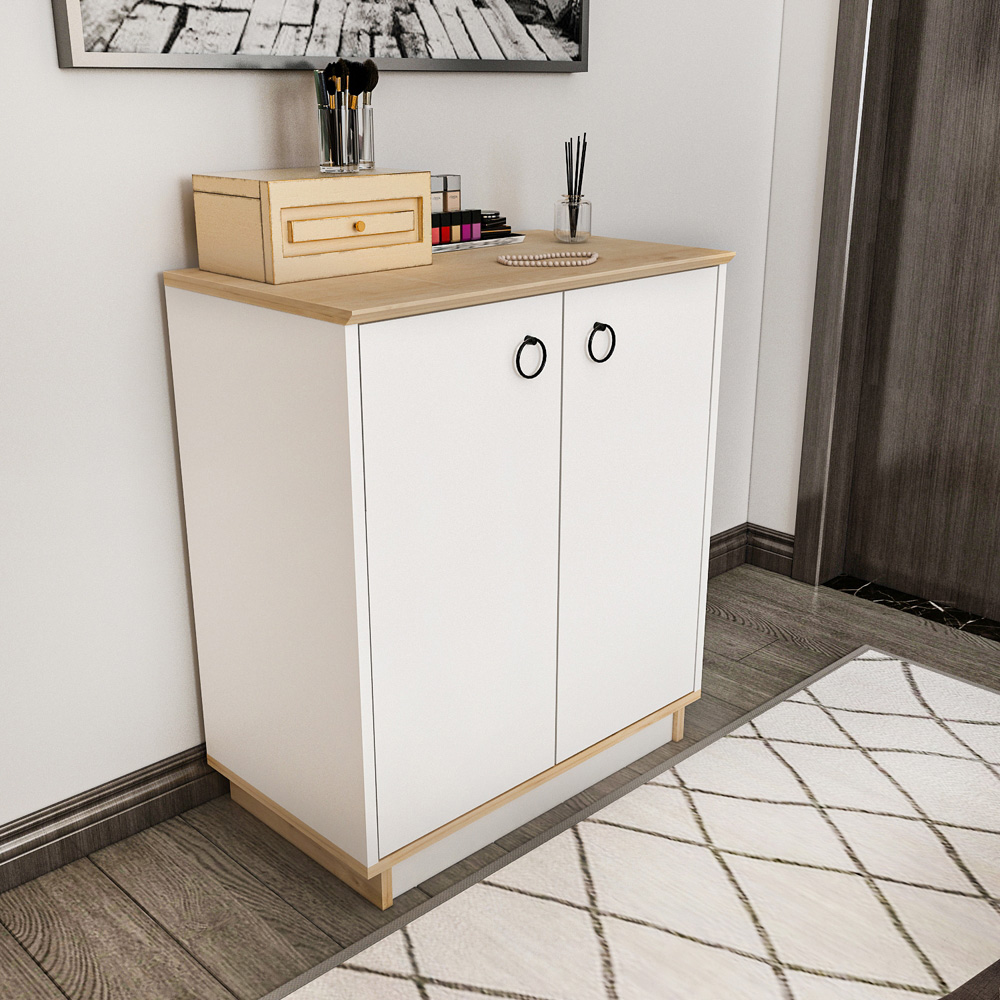 Decorotika Nuans 2 Door White and Oak Multipurpose Cabinet Image 6
