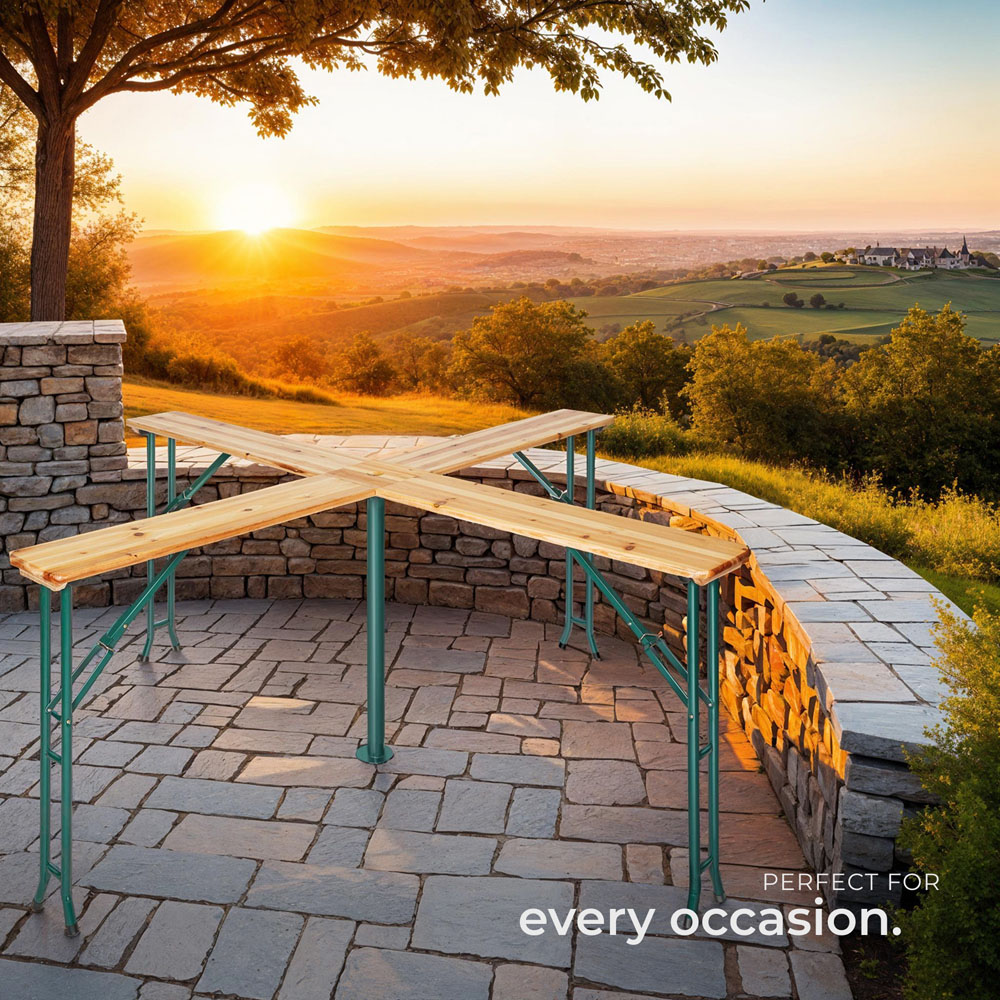 tectake Quattro 20 Seater Folding Table with Parasol Holder Image 8