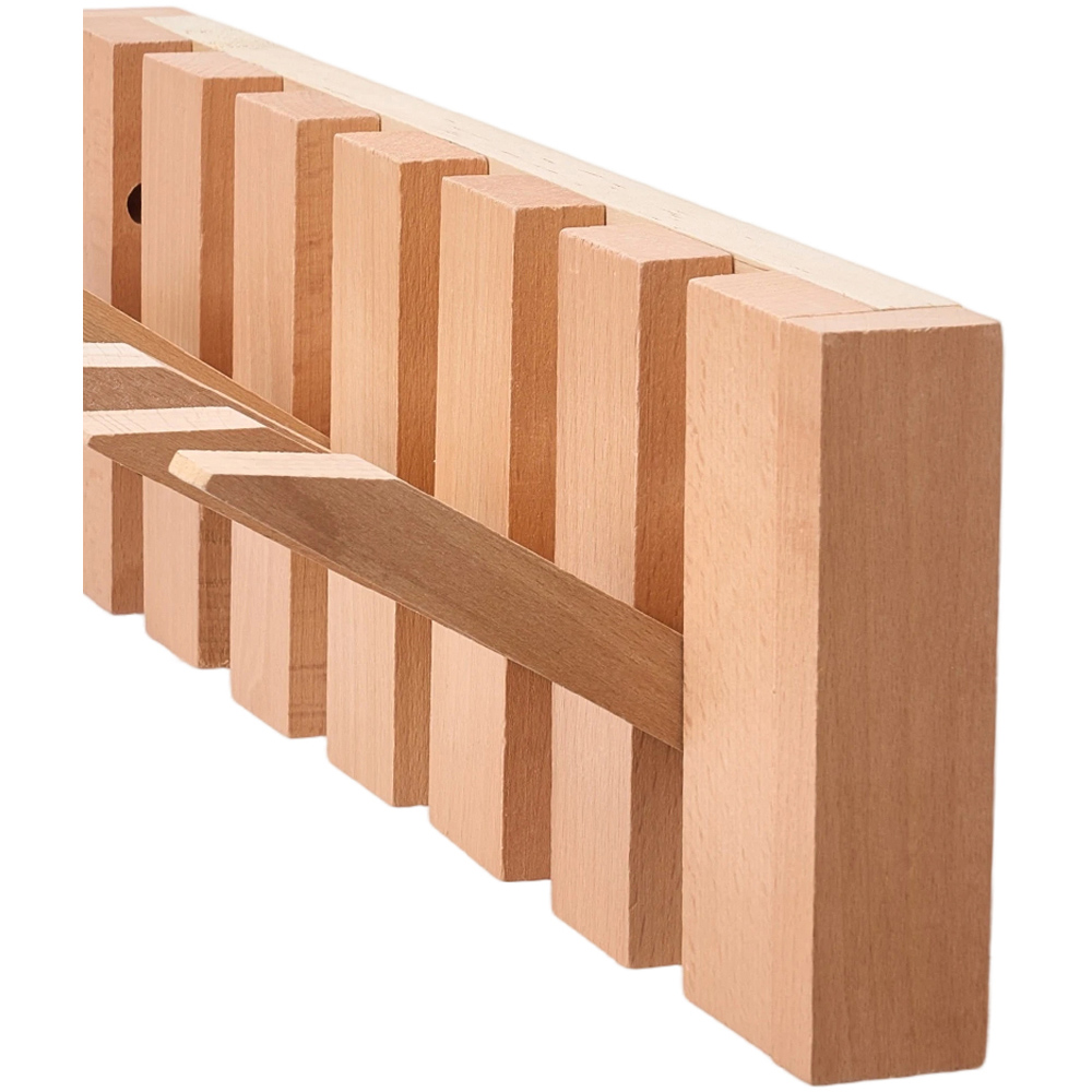 Living and Home Natural Wall-Mounted Coat Rack with 6 Flip-Down Hooks Image 6
