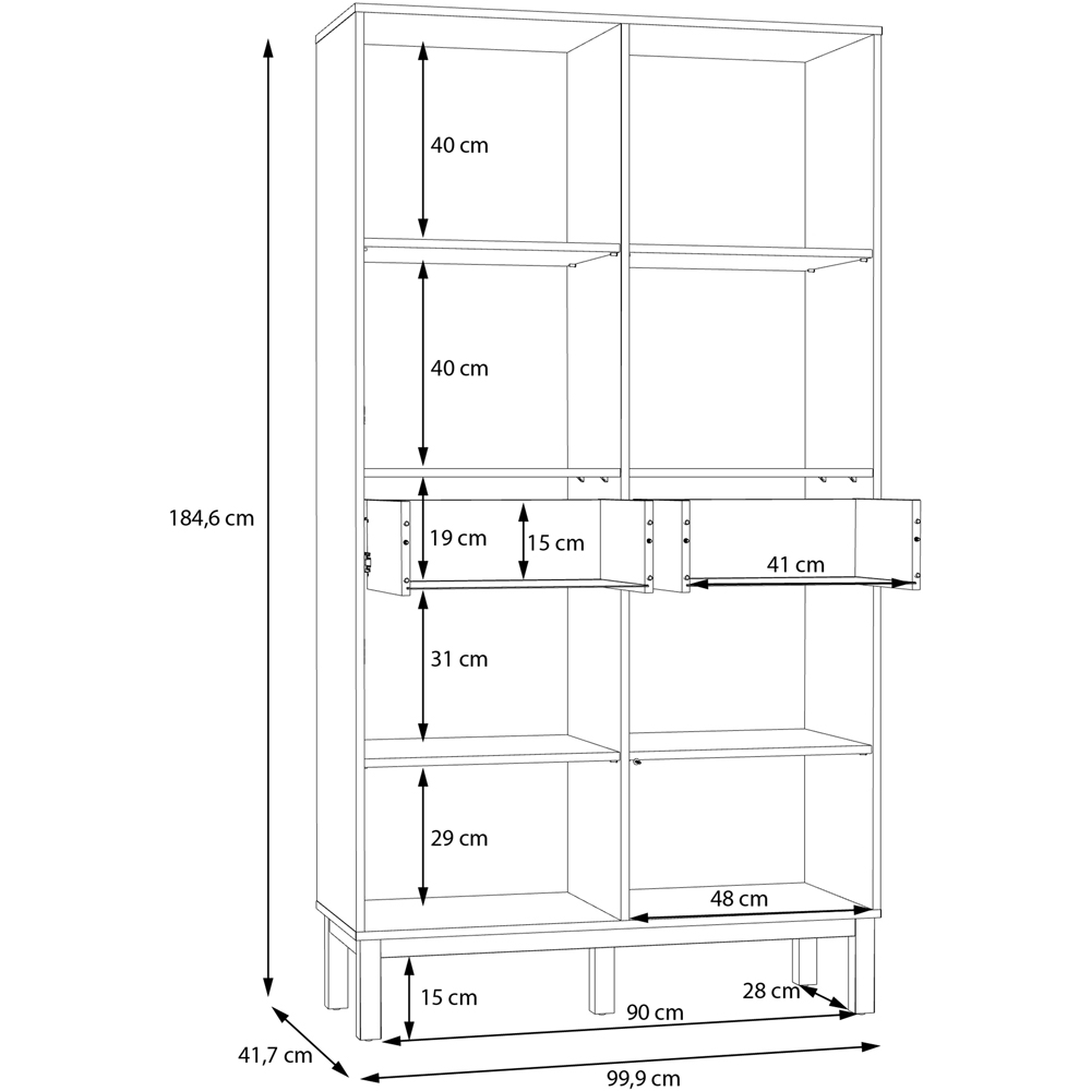 Florence Wensley 4 Door 2 Drawer Light Grey and Oak Glass Display Cabinet Image 7