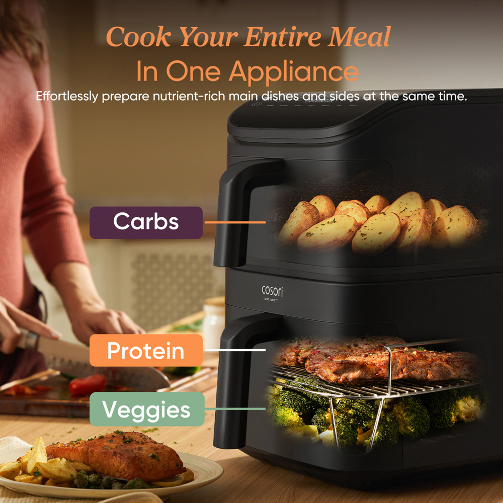 Cosori CAF-DC121-AUKR 6-in-1 Black Turbo Tower 10.8L Air Fryer Image 6