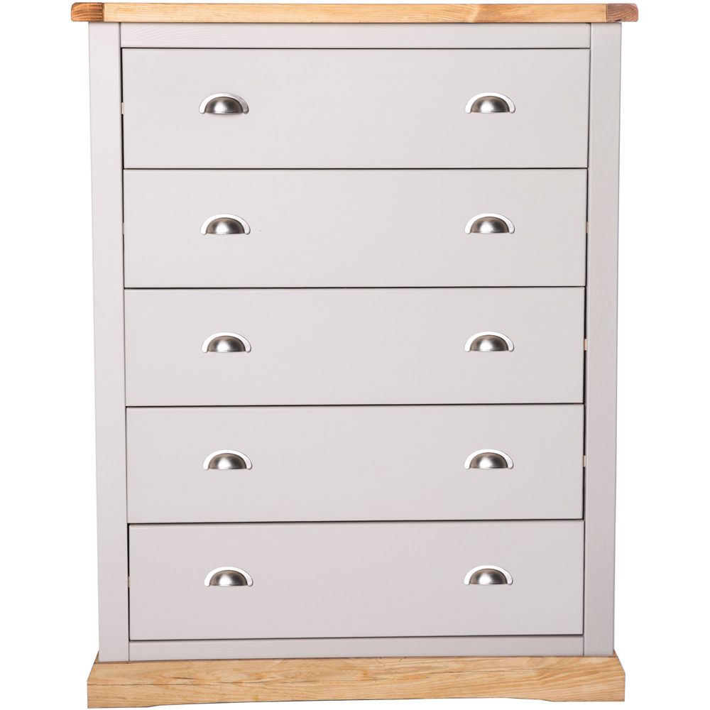 Cabinet Bits Bomporto 5 Drawer Grey Chrome Cup Handle Chest of Drawers Image 2