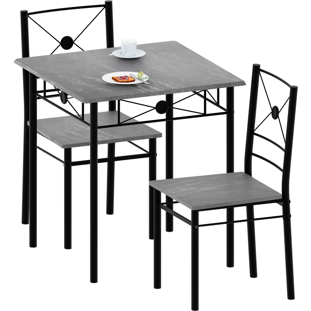 Vida Designs Roslyn 2 Seater Square Dining Set Concrete Grey Image 2