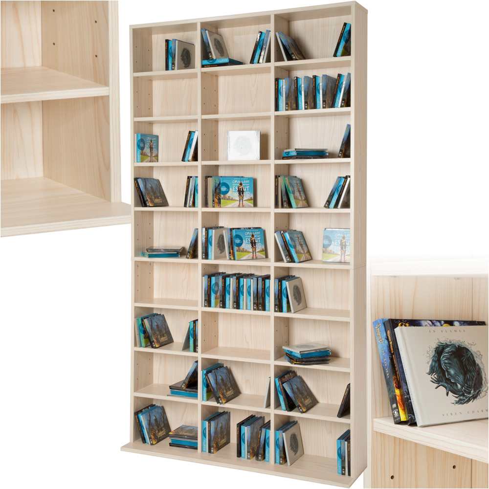 tectake Christel 27 Shelf Beech CD Shelf Image 2