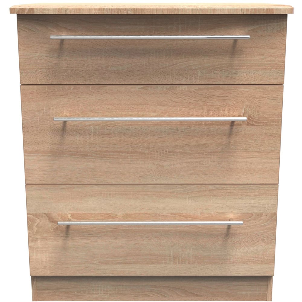 Crowndale Sherwood 3 Drawer Bardolino Oak Deep Chest of Drawers Image 2