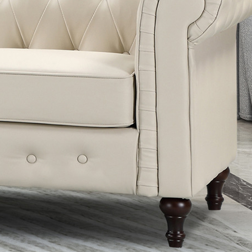 Richland 3 Seater Cream Leather Sofa Image 3