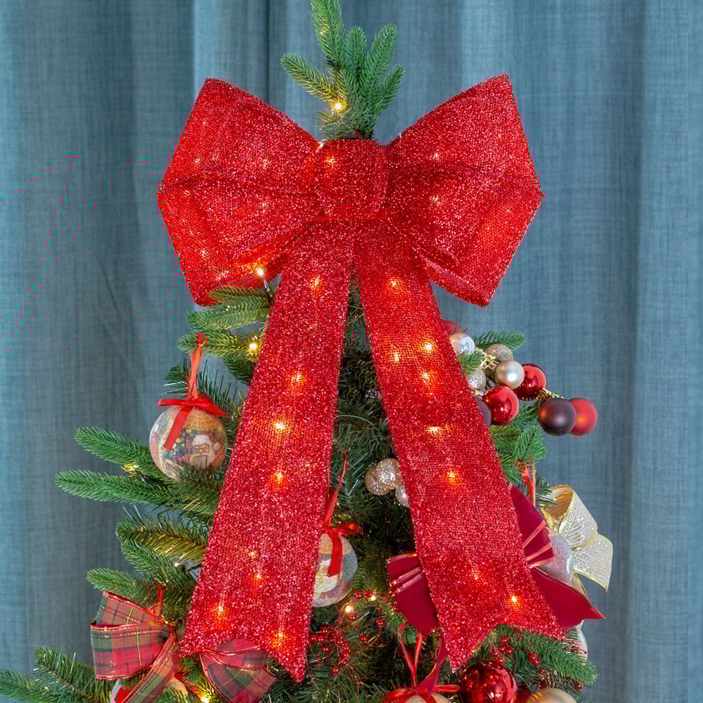 The Christmas Workshop 50cm LED Red Bow Decoration Image 1