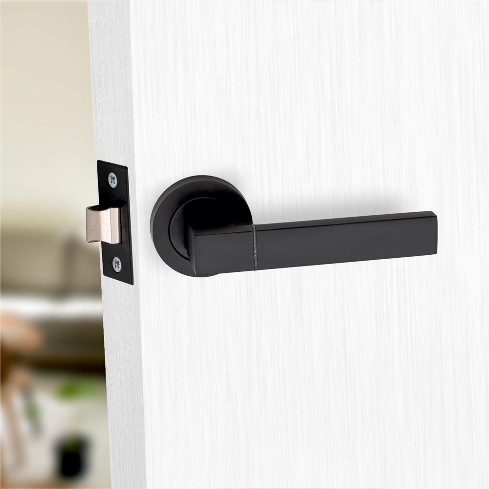 Golden Grace Capri Matt Black Latch Door Handle Pair 52mm 5 Pack Image 2