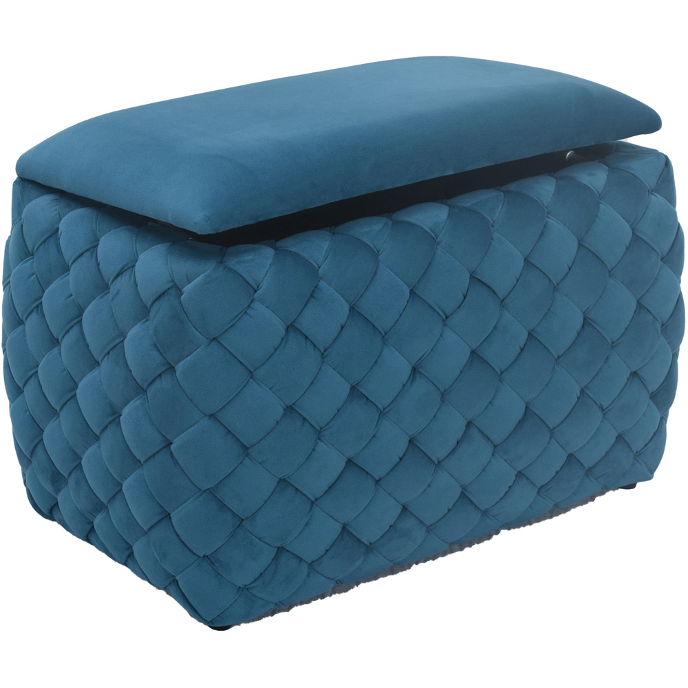 Artemis Home Plumeo Teal Velvet Storage Ottoman Image 2
