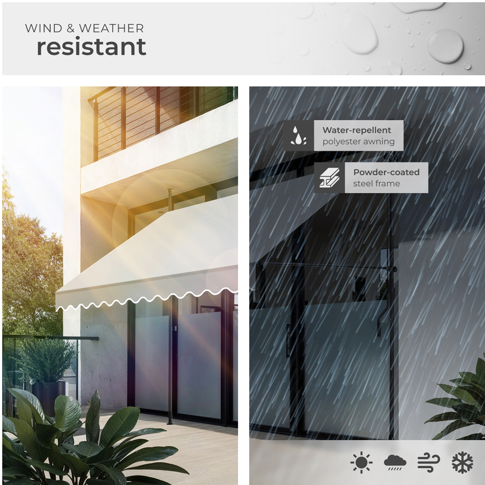 tectake Light Grey Retractable Awning 3 x 1.8m Image 4