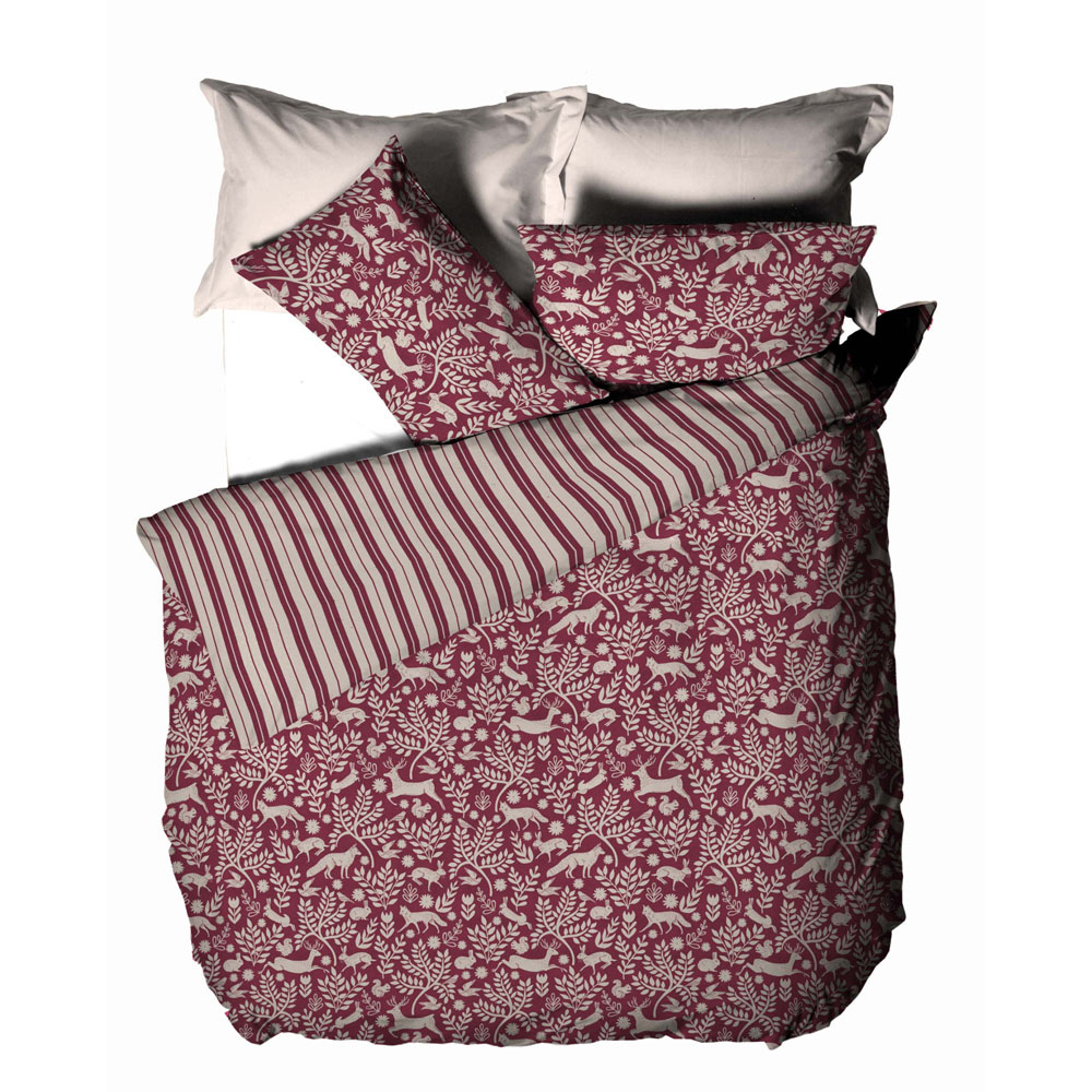 furn. Skandi Woodland King Size Wild Berry Brushed Cotton Duvet Set Image 4