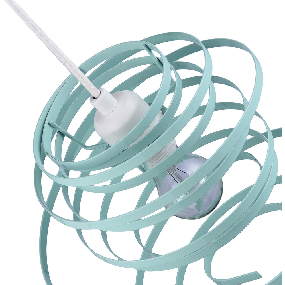 Happy Homewares Double Ribbon Spiral Swirl Duck Egg Gloss Metal Ceiling Light Image 3