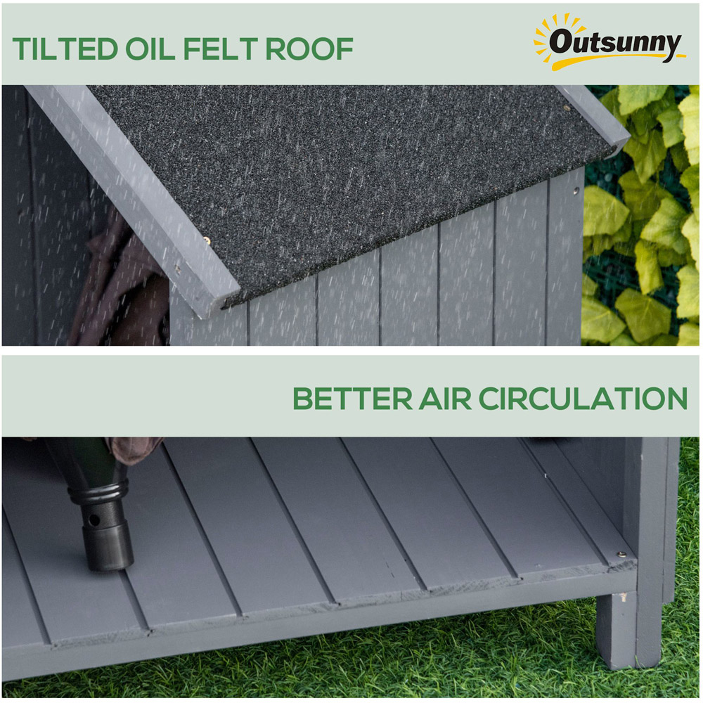 Outsunny 4.2 x 6ft Grey Garden Storage Shed with Tilted Roof Image 5