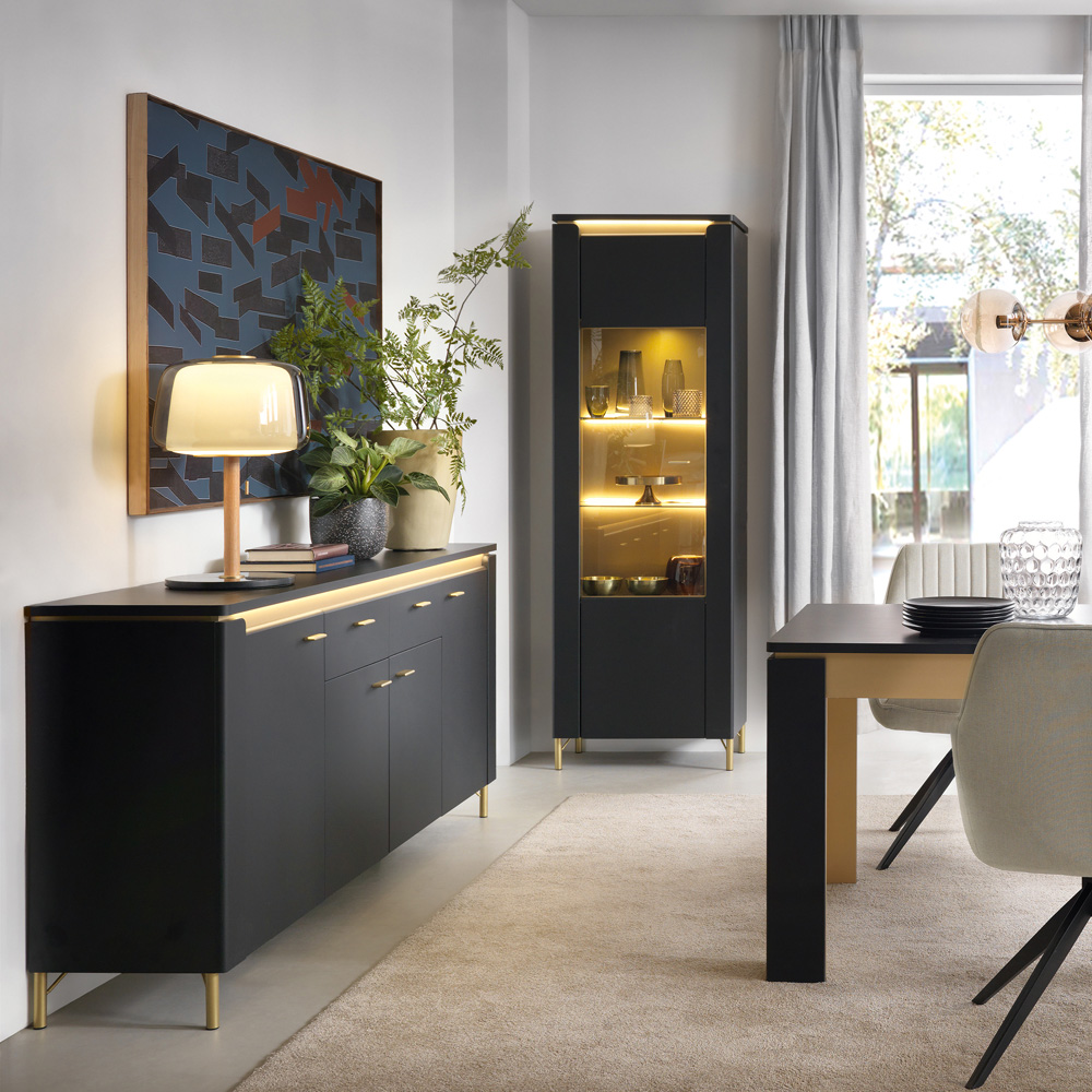 Furniture To Go Genoa Vitrin Single Door Black Cabinet Image 4