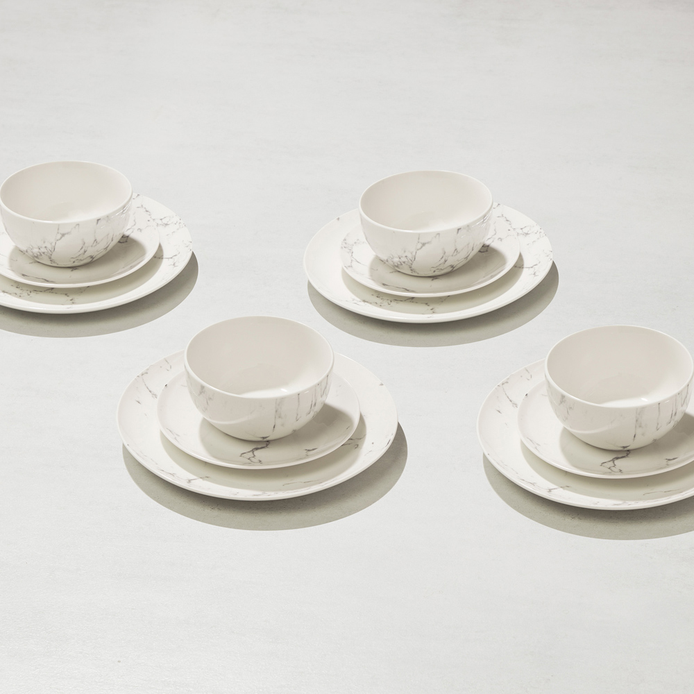 Sabichi Marble White 12 Piece Dinner Set Image 2