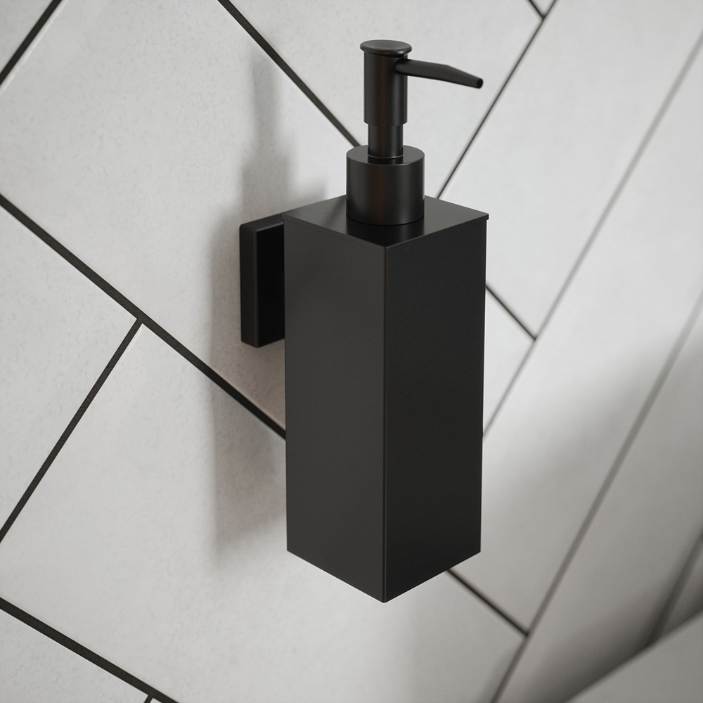 Rothley Matt Black Square Soap Dispenser 180ml Image 2