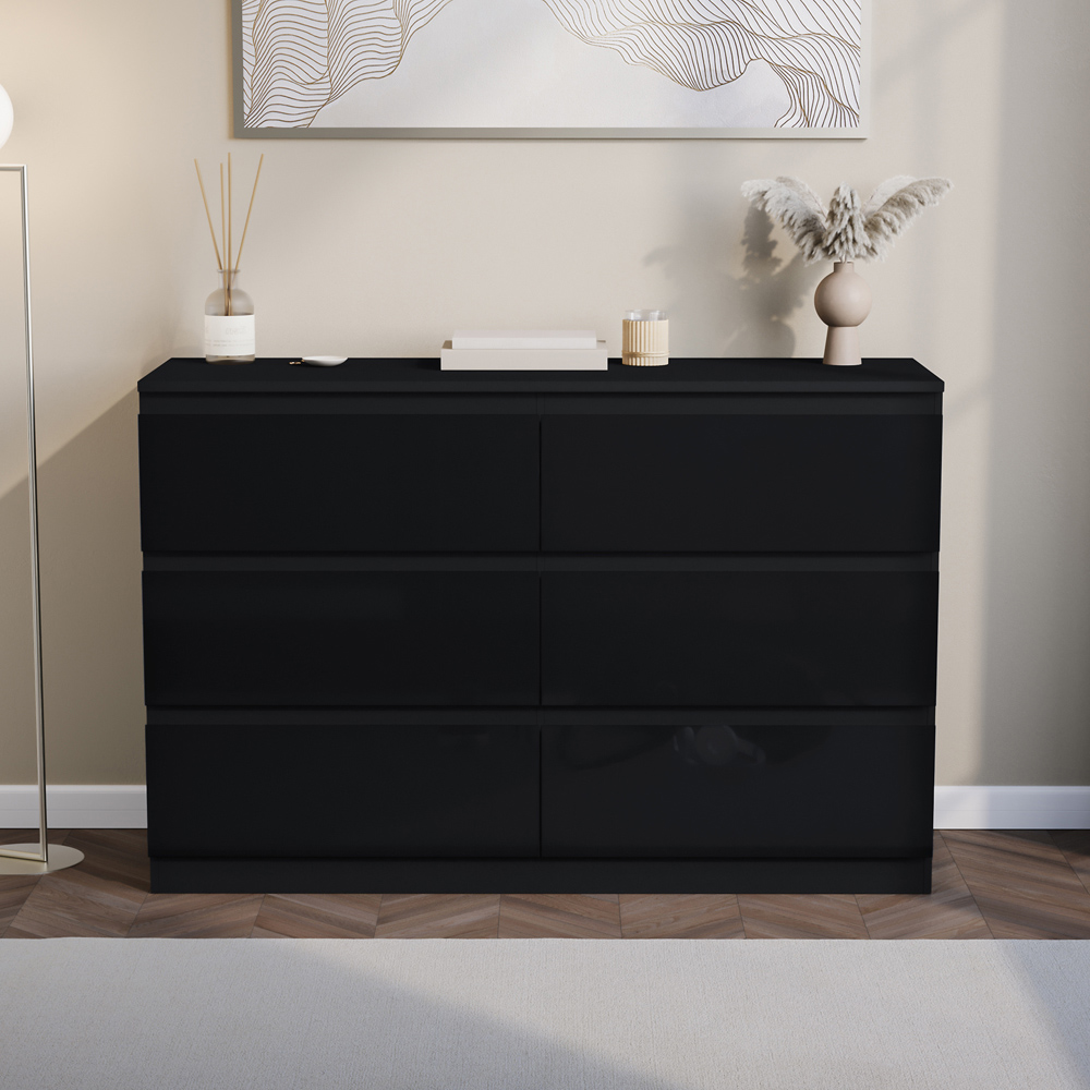 Vida Designs Glinton 6 Drawer Black Chest of Drawers Image 3