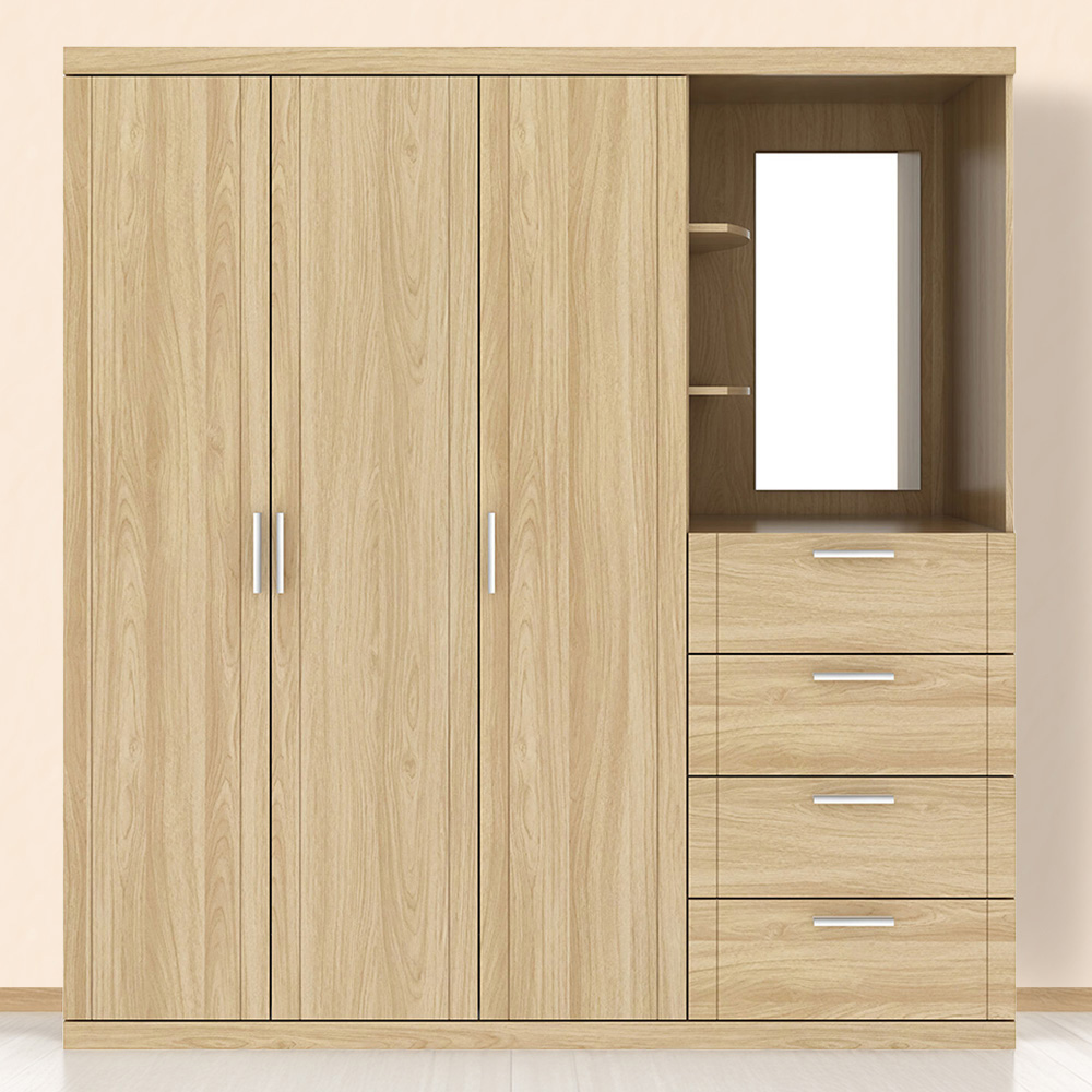 Compton 3 Door Euro Oak Combination Wardrobe Image 1