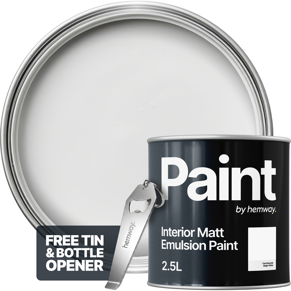 Hemway Bright White Interior Matt Acrylic Emulsion Paint 2.5L Image 4