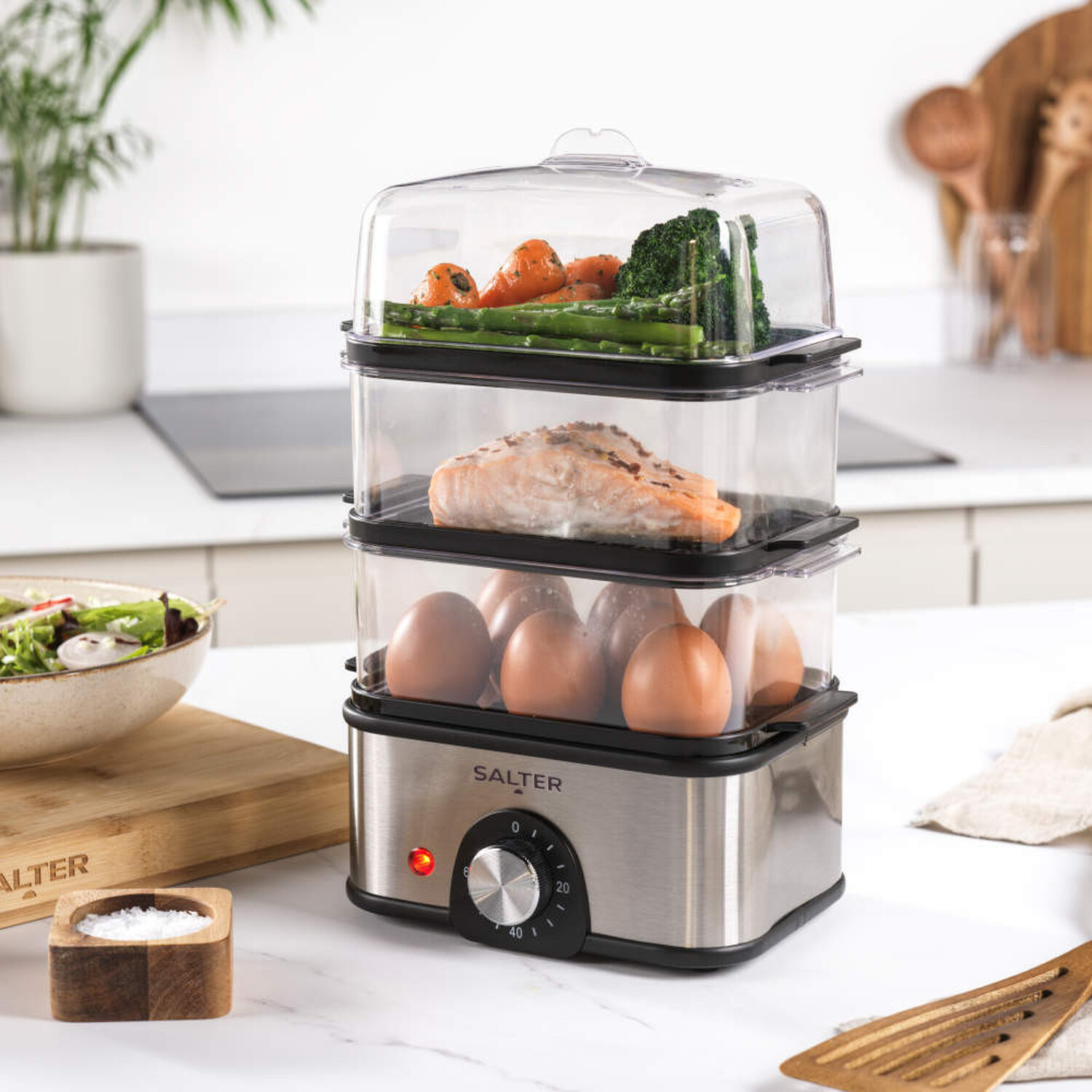 Salter Compact 3 Tier Food Steamer Image 2