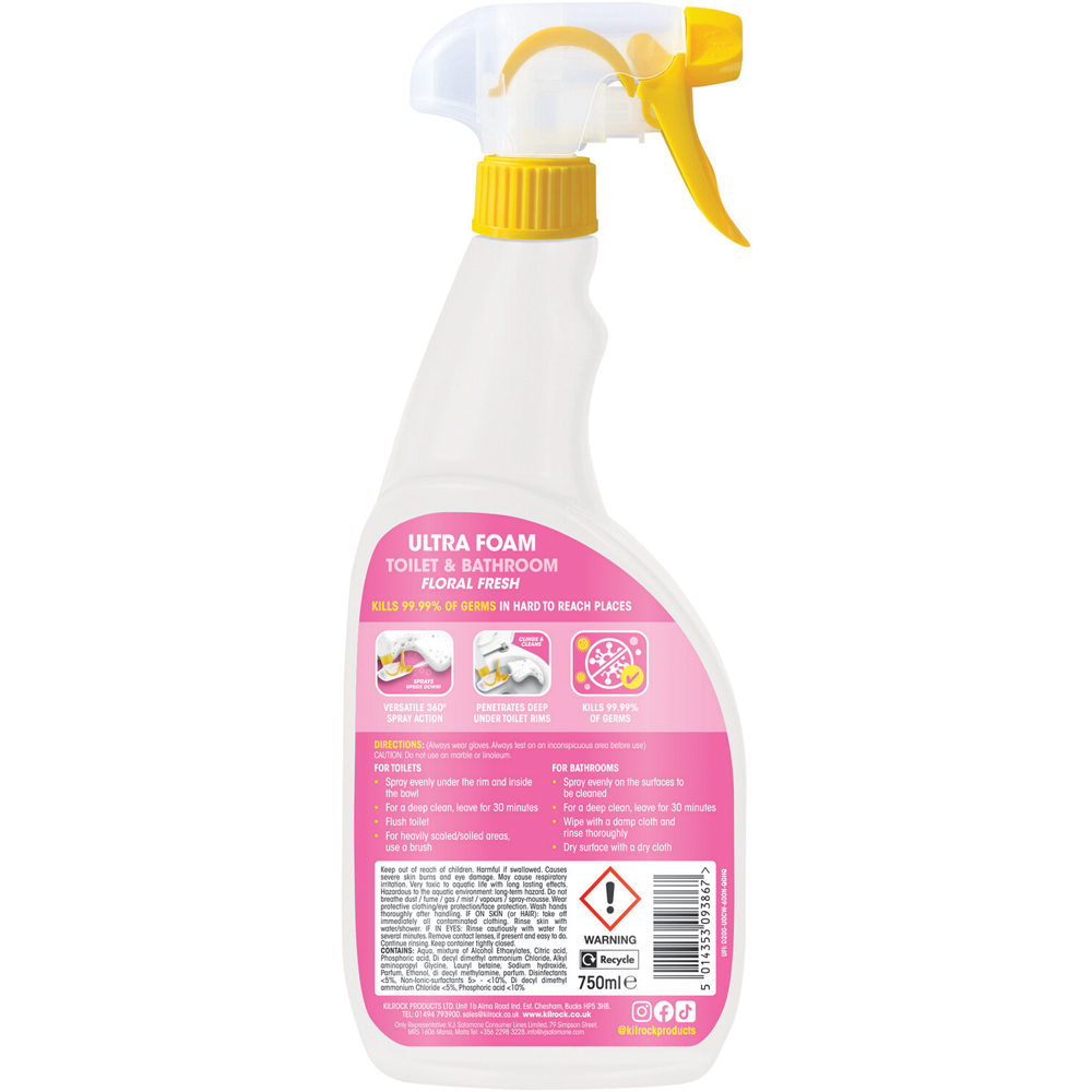 Kilrock Ultra Foam Toilet and Bathroom Cleaner Floral Fresh Image 2