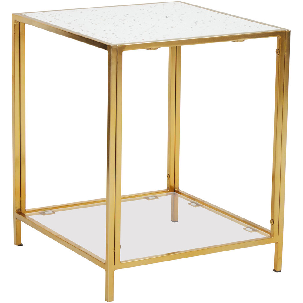 Premier Housewares 2-Tier Glass and Gold Frame Side Table Image 2
