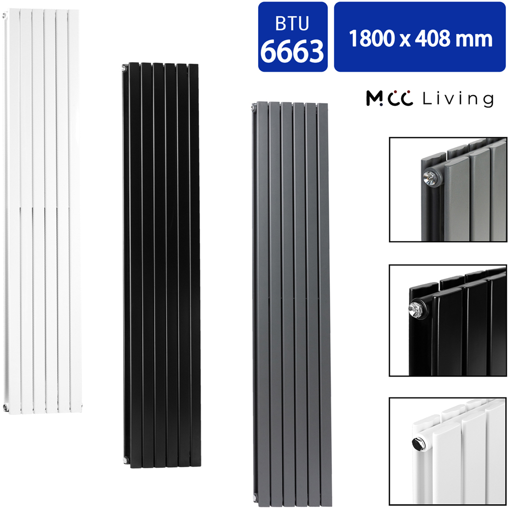 Anthracite 6663 BTU Double Flat Panel Vertical Column Radiator 1800 x 408mm Image 4