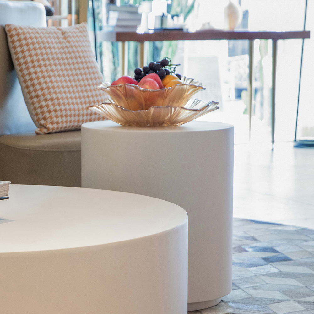 Elementi Rome Cream White GRC Side Table Image 3