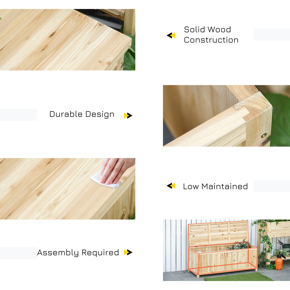 Outsunny 2 Seater Natural Wooden Storage Bench Image 6