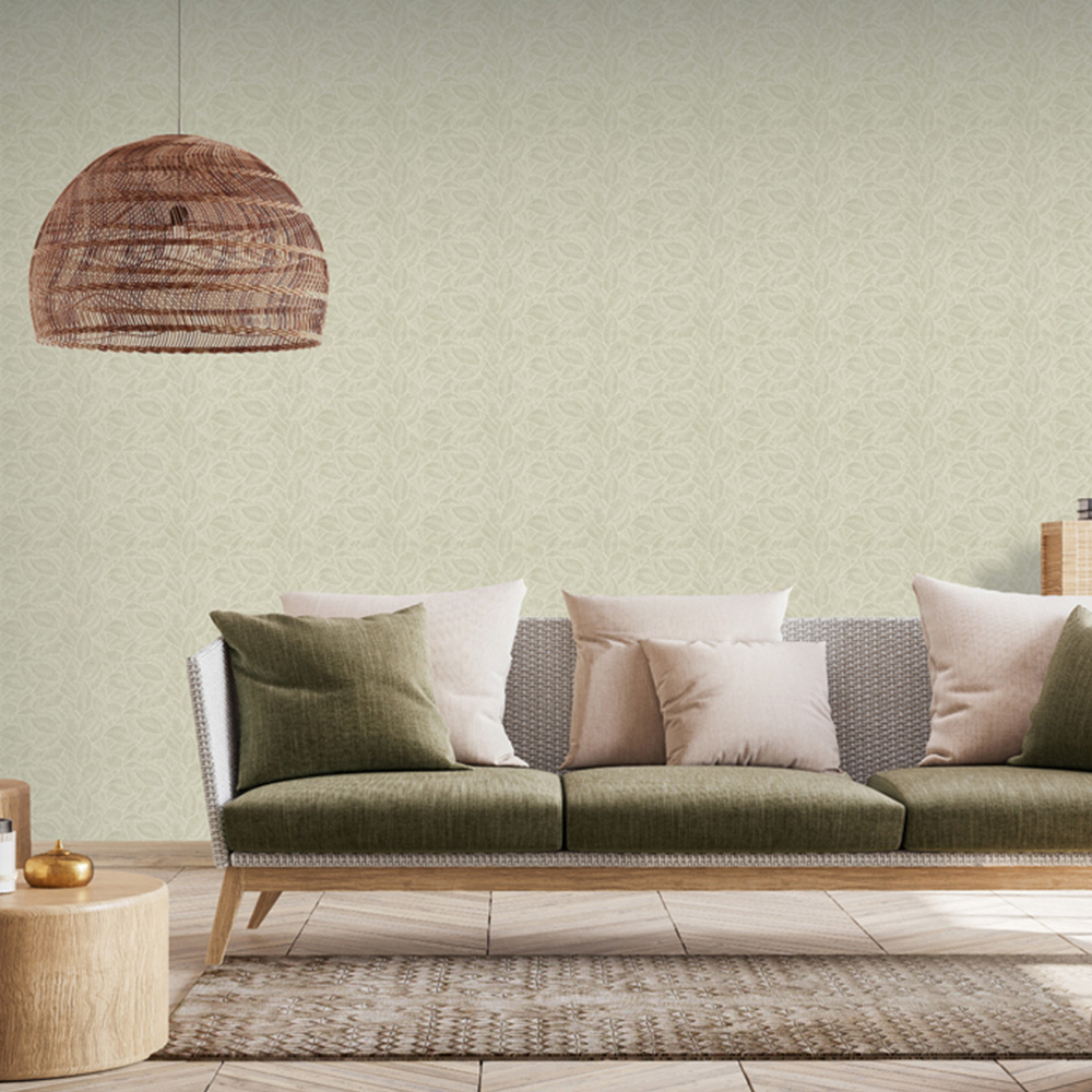 Arthouse Leaf Print Sage Wallpaper Image 4