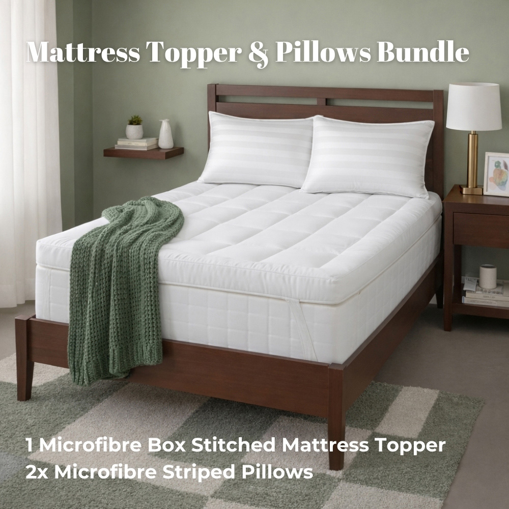 MHG Living Double Hollowfibre Mattress Topper with 2 Pillows Image 5
