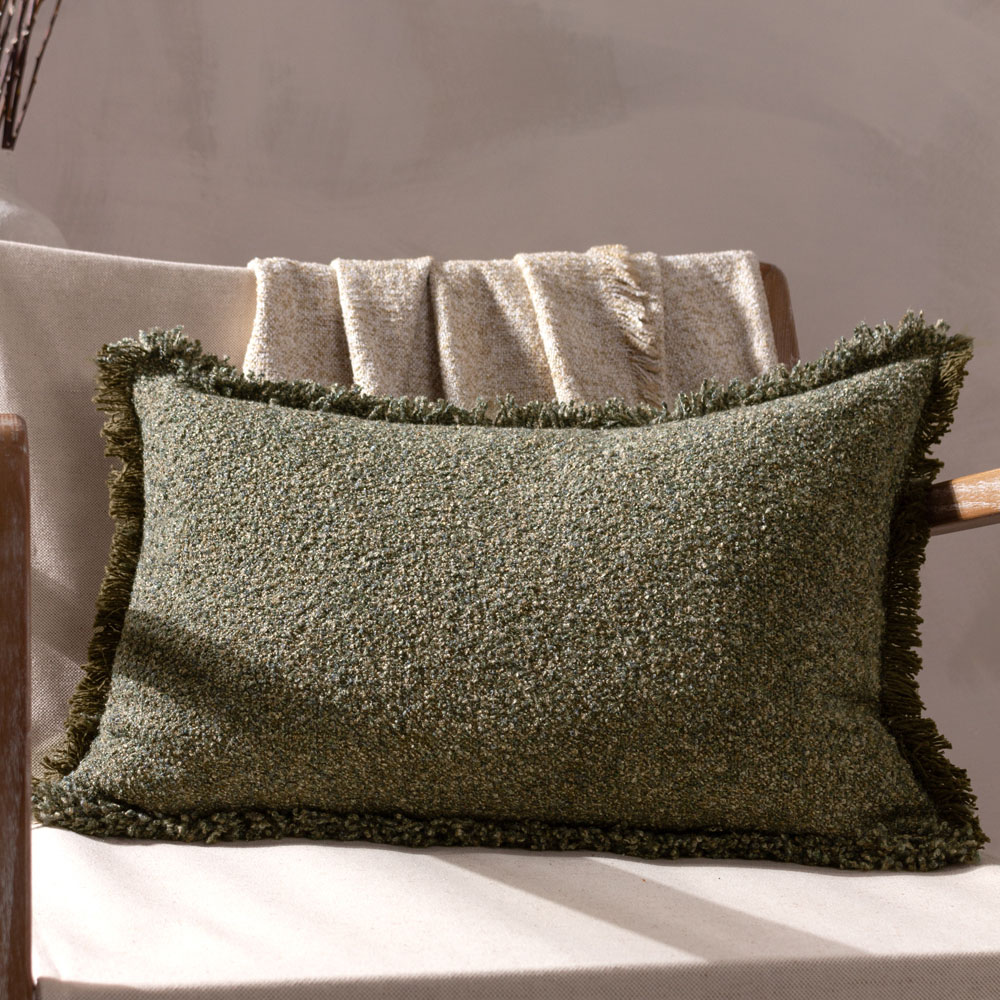 Yard Doze Moss Reversible Fringed Cushion Image 2