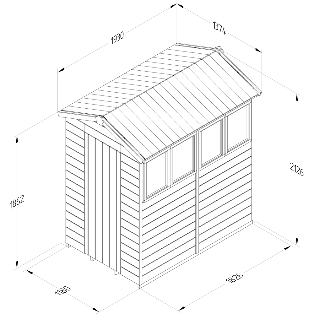 Forest Garden Timberdale 4 x 6ft 2 Opening Apex Shed Image 9