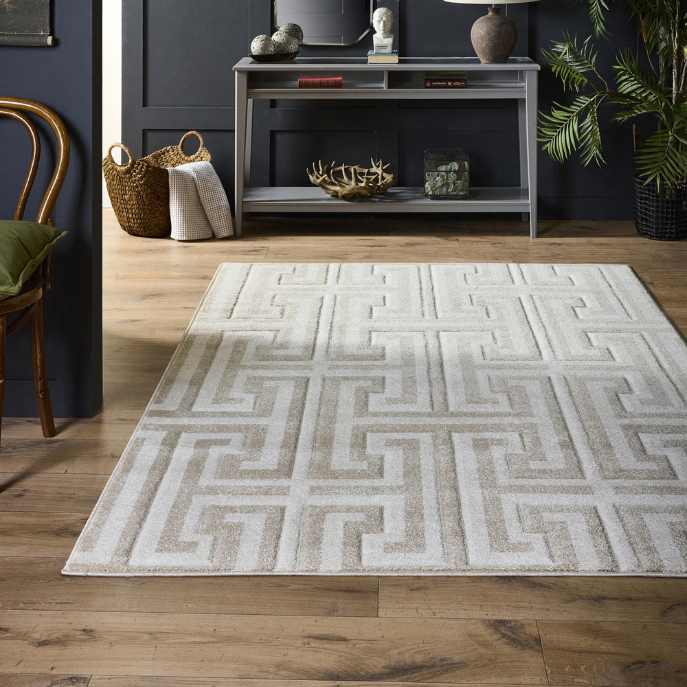 Origins Greek Key Cream Light Beige Rug 80 x 150cm Image 2
