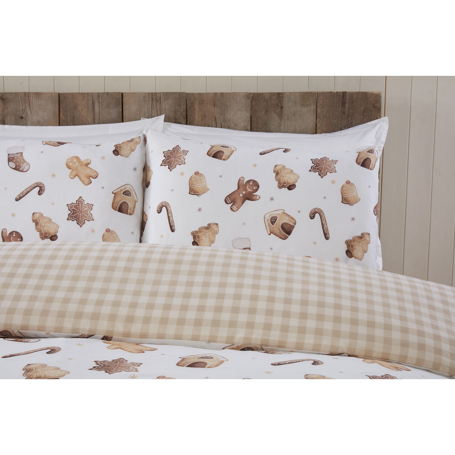 Gingerbread Duvet Cover and Pillowcase Set - Natural / King Image 3