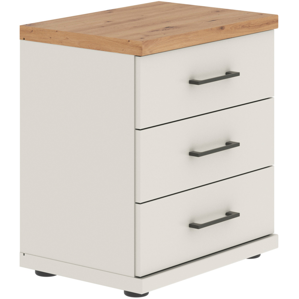 Homebase Truro Boak and White 3 Drawer Bedside Table with Slate Handles Image 2