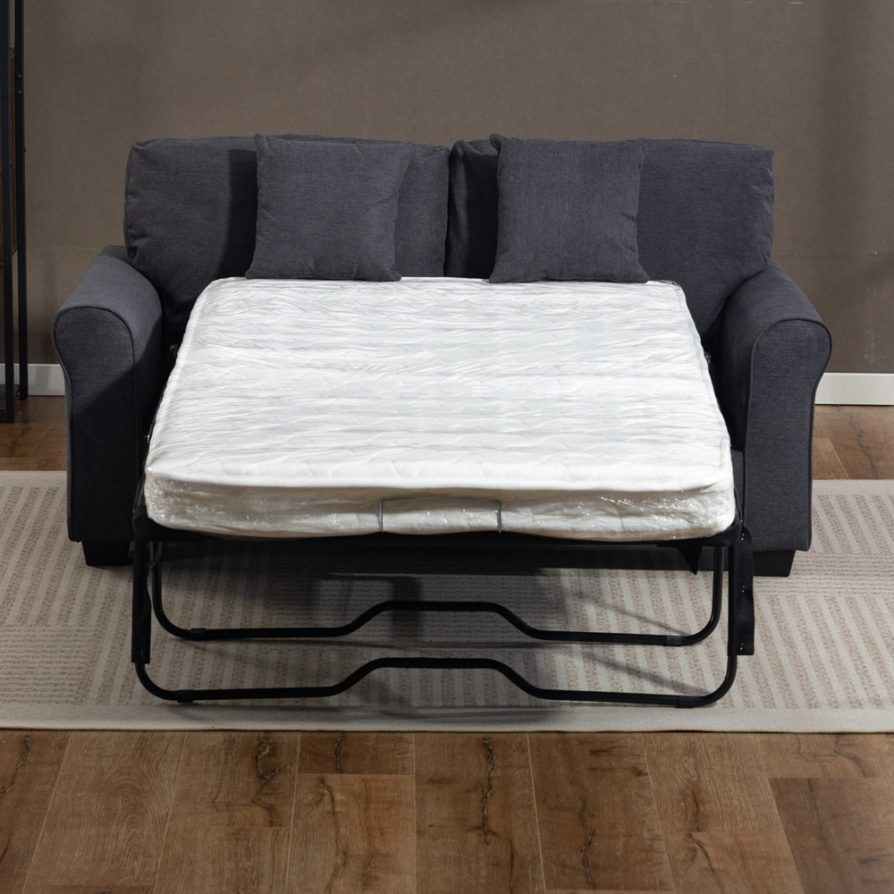 Artemis Home Lewiston 2 Seater Charcoal Grey Fabric Sofa Bed Image 7