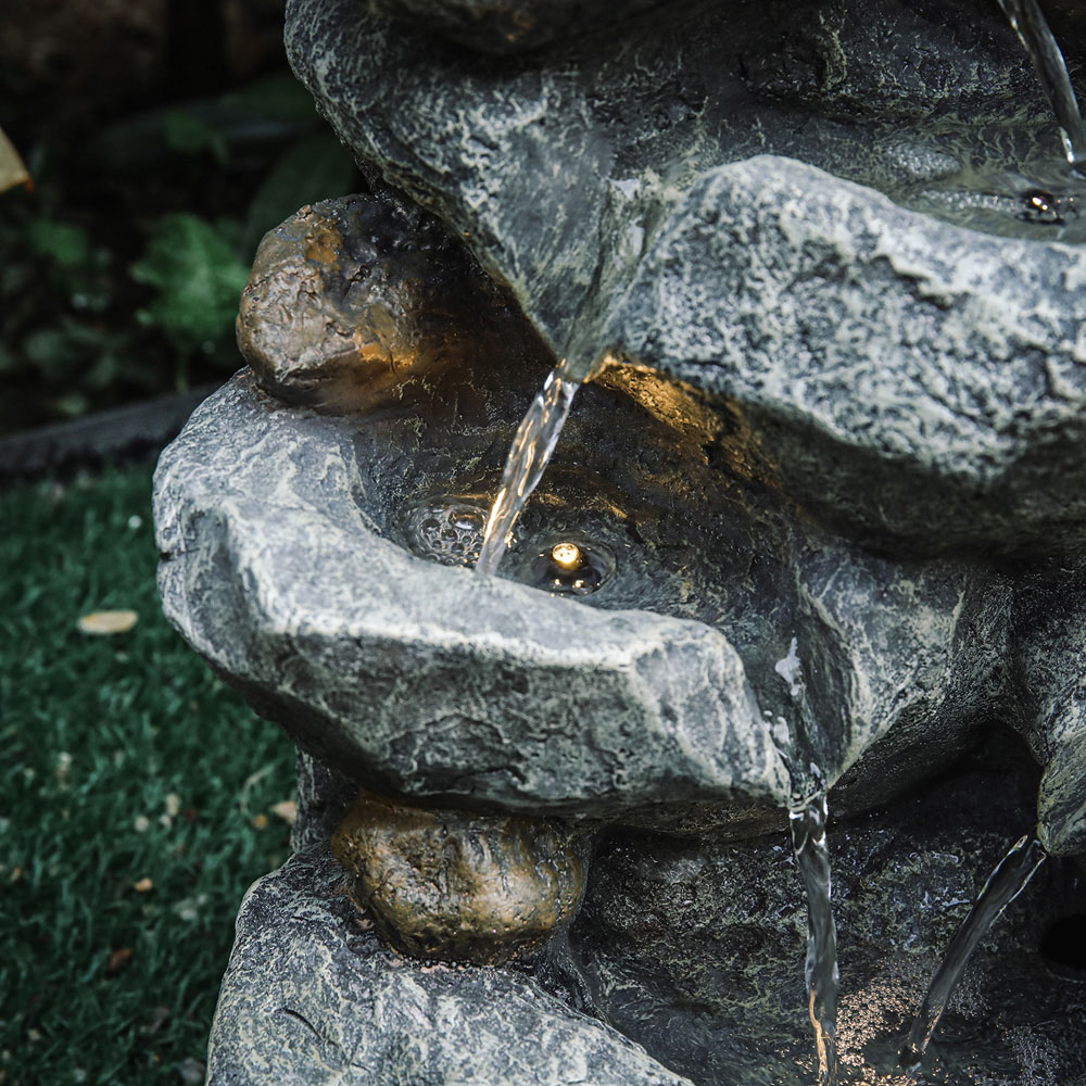 Living and Home Outdoor LED Rockery Waterfall Fountain Image 7