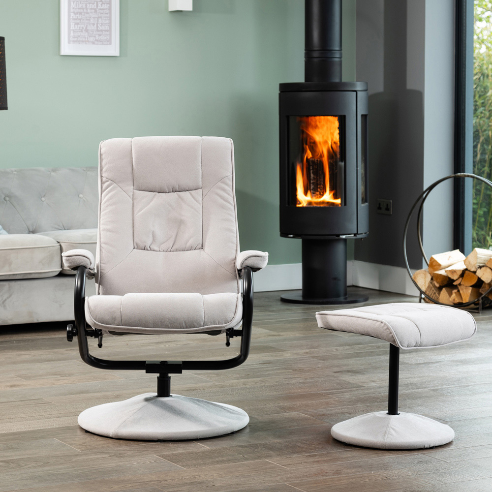 Artemis Home Ripley Stone Swivel Recliner Chair with Footstool Image 3