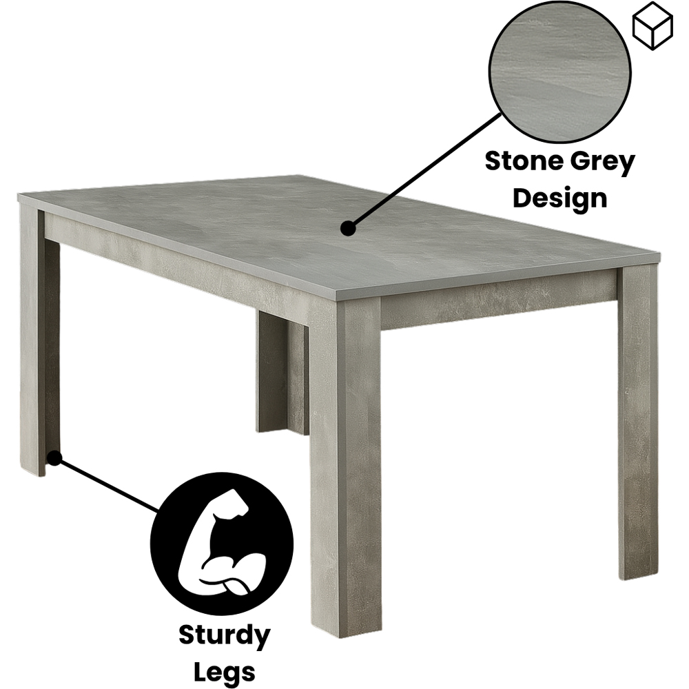 Portland Velvet 4 Seater Dining Set Stone Grey and Grey Image 3
