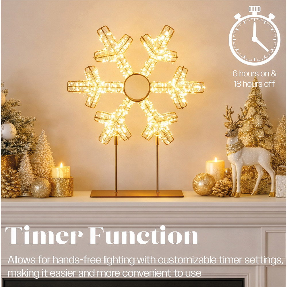 Xmas Haus 720 Warm White LED Champagne Gold Metal Snowflake Christmas Decoration 45cm Image 6