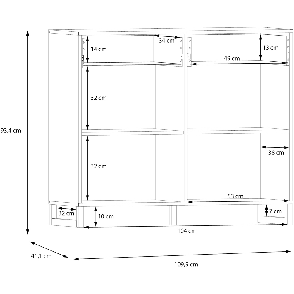 Florence Sali 2 Door 2 Drawer Light Grey Sideboard Image 9