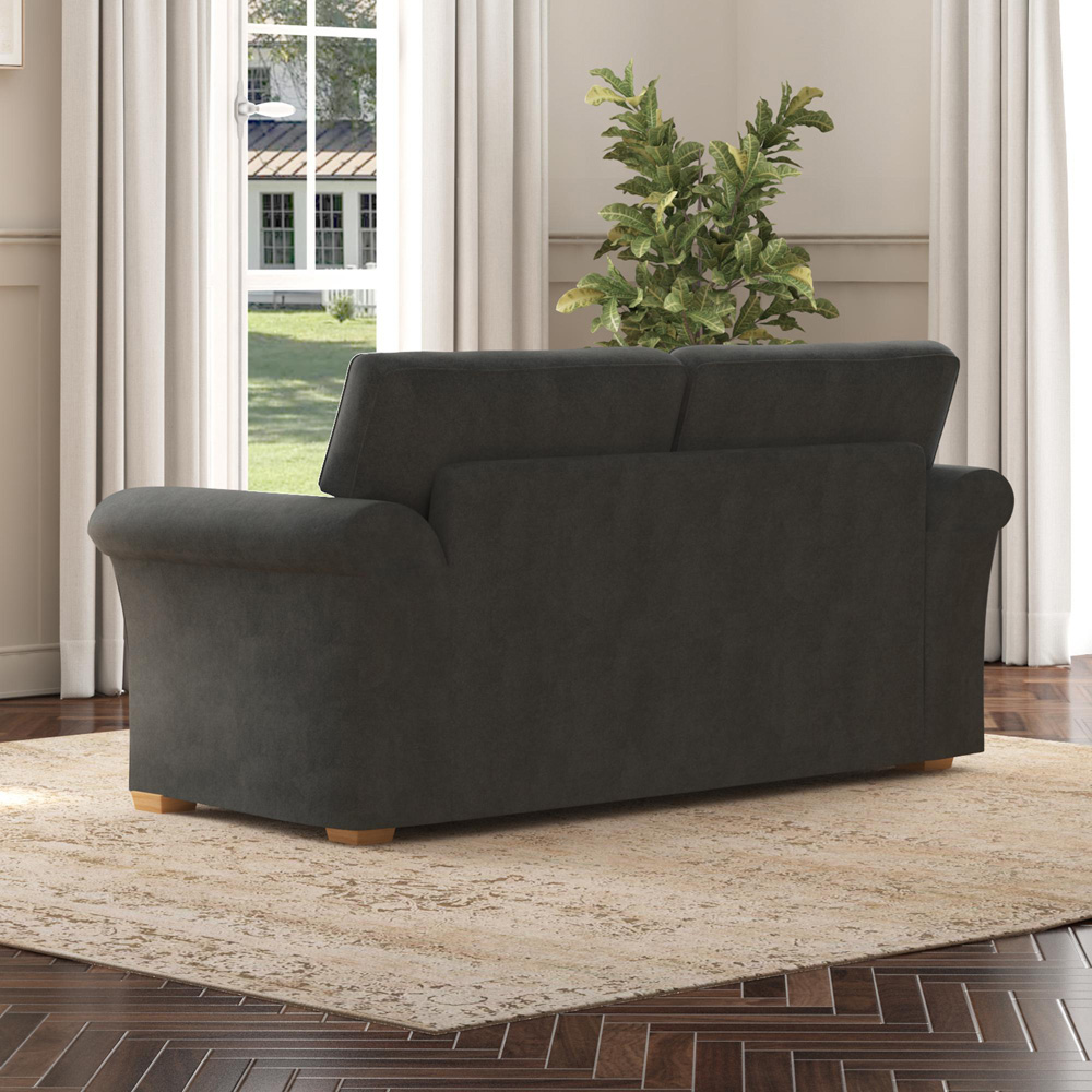 Castleacre 3 Seater Steel Plush Velvet Fixed Back Sofa Image 6