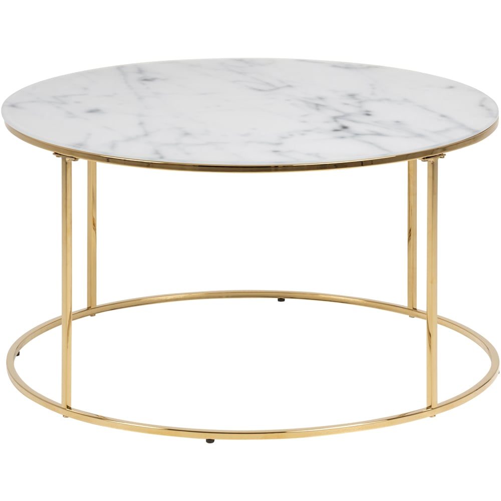 Florence Bolton White Marble Glass and Gold Round Coffee Table Image 3
