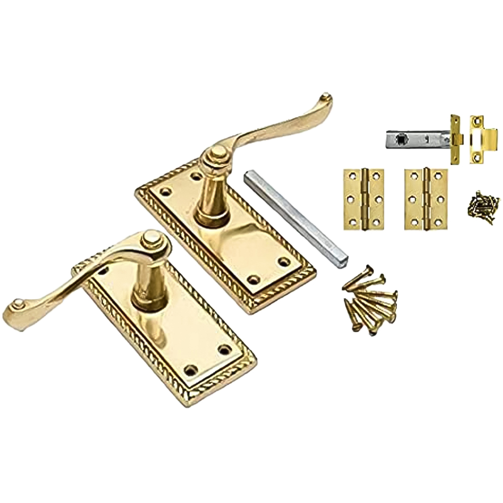 Golden Grace Polished Brass Georgian Lever Handle Set 107 x 48mm Image