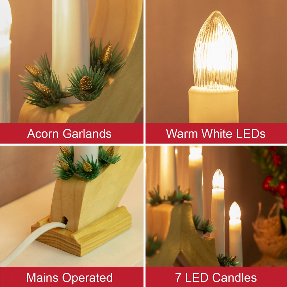 The Christmas Workshop 7 LED Pine Wooden Candle Bridge Light Image 8