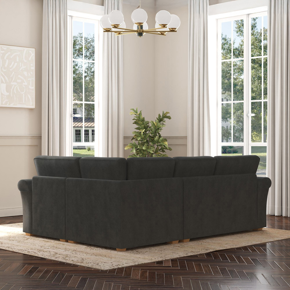 Castleacre 3 Seater Steel Plush Velvet Left Hand Fixed Back Corner Sofa Image 6